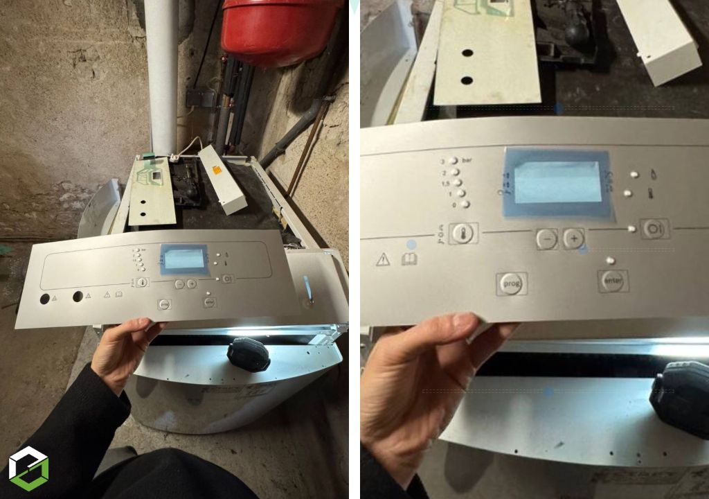 Ets A.Ciret Chauffage Plomberie : Remplacement du circuit imprimé écran sur chaudière fioul Bosch