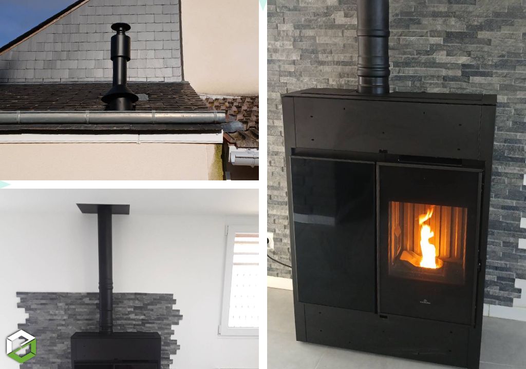 Installation d'un poêle à granulés Edilkamin Bild 9+ avec sortie ventouse verticale-Loiret (45)