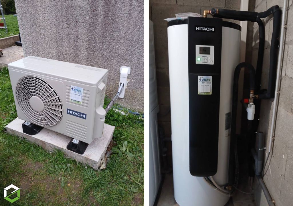 Ets A.Ciret Chauffage Plomberie : Installation complète de solutions énergétiques chez un client Poêle aux granulés de bois et Thermodynamique 