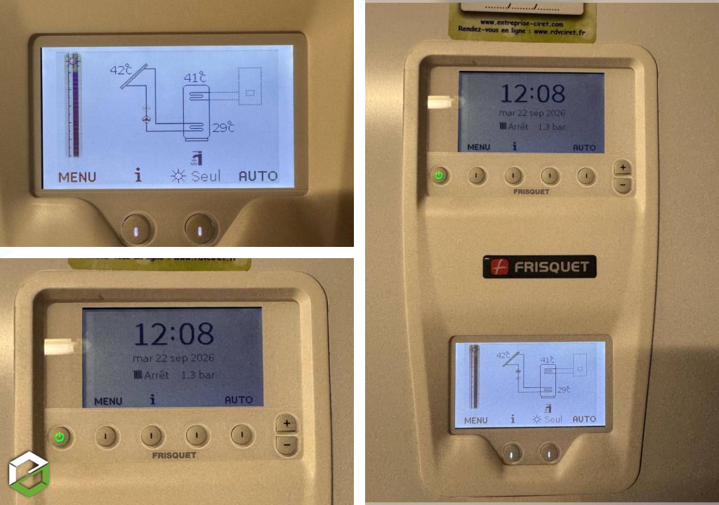 ​  Dépannage d’une chaudière Frisquet spéciale solaire et entretien du circuit solaire thermique
