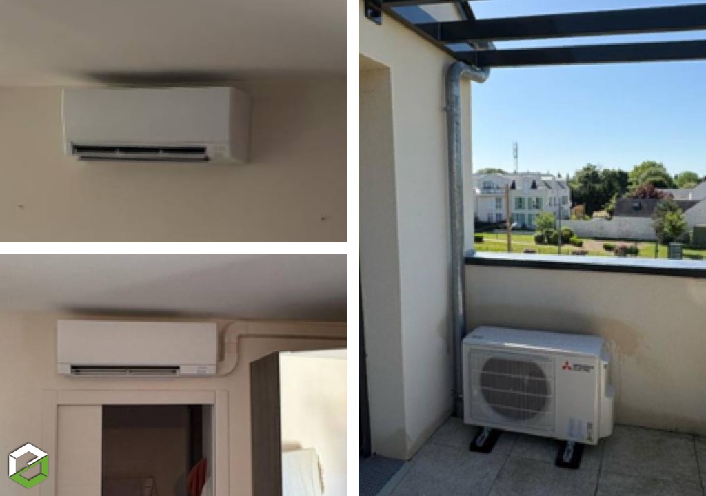 Installation pompe à chaleur air-air réversible Mitsubishi Compact