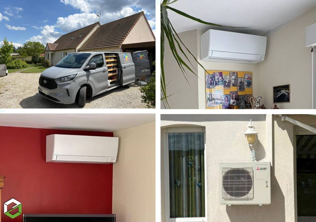 Pose d'une pompe à chaleur air/air réversible Mitsubishi Electric