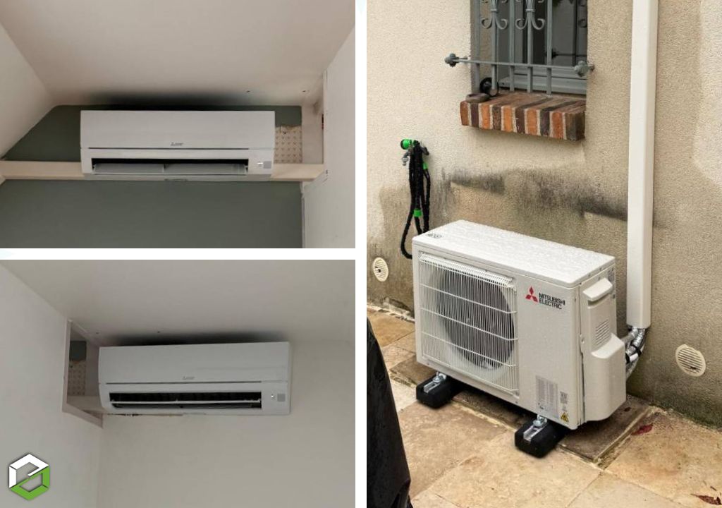 Installation d'une pompe à chaleur air/air Mitsubishi gamme Essentiel HR