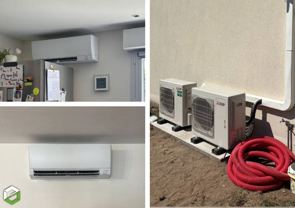 Installation d'un système de climatisation réversible Mitsubishi — Multisplit Compact AY et Gainable