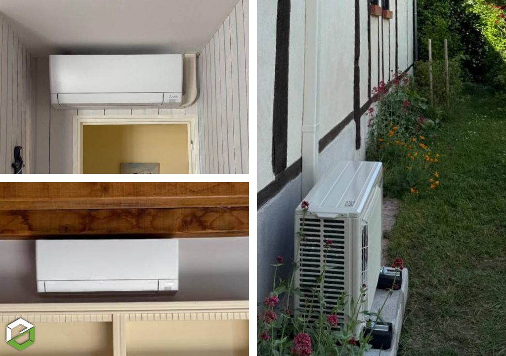 Installation d'une pompe à chaleur air/air réversible Mitsubishi Mural Compact AY