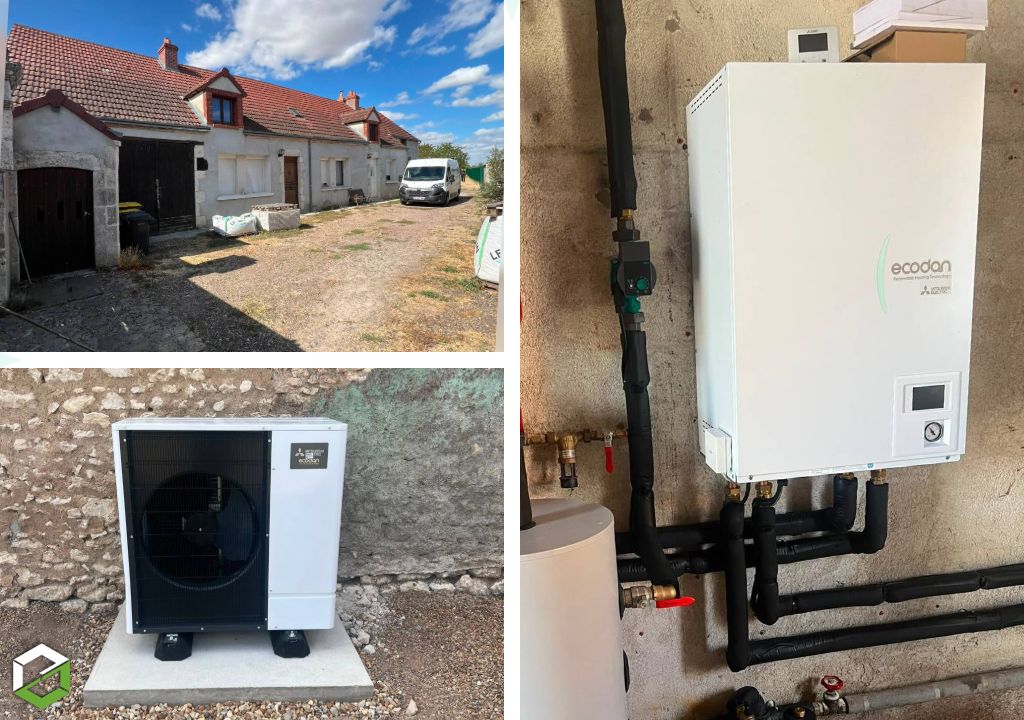 Remplacement chaudière bois - Pompe à chaleur air-eau R290 Mitsubishi 