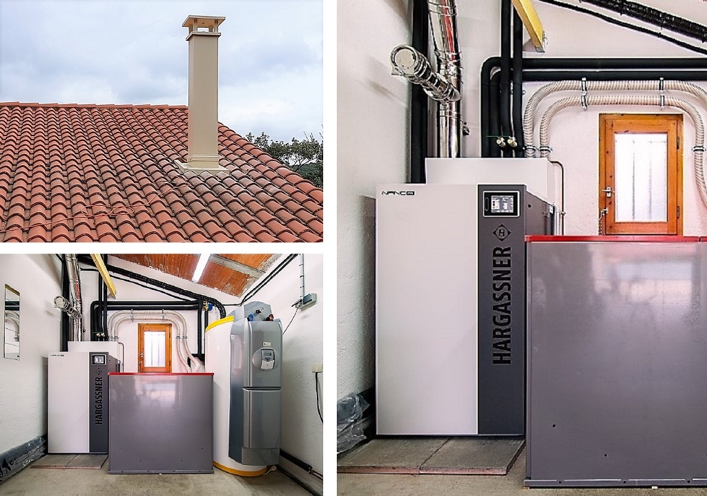 Chaudière à granulés HARGASSNER NANO PK avec mini silo et chauffe eau solaire