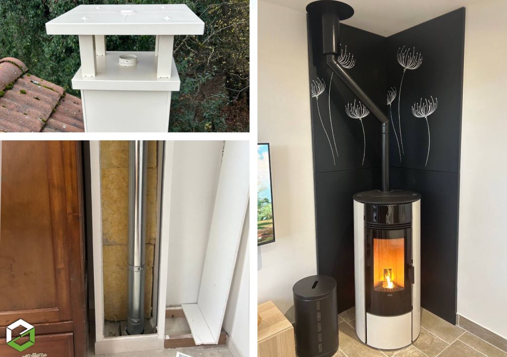Création d'un conduit POUJOULAT et installation d'un poêle à granulés KLOVER / RGE QUALIBOIS 