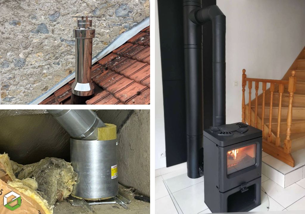 Installation d''un conduit efficience POUJOULAT et d'un poêle à bois CHARNWOOD
