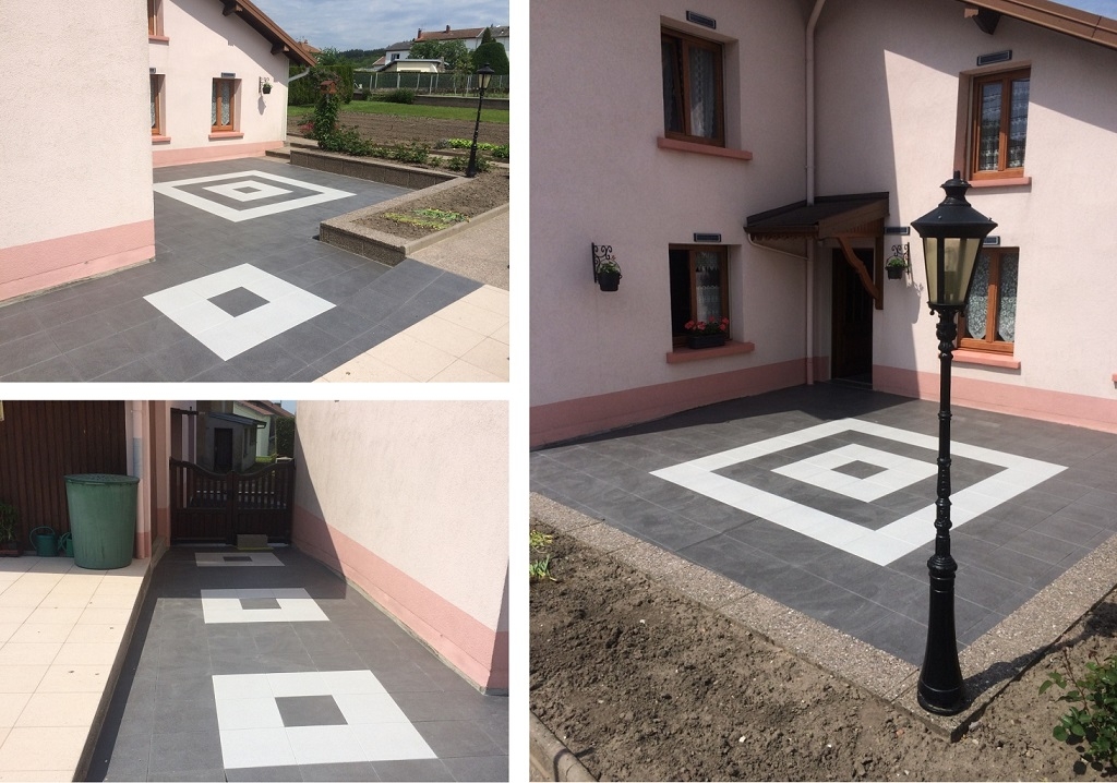 Consultez la chantier : amenagements exterieurs dallage en dalles 40 x 40