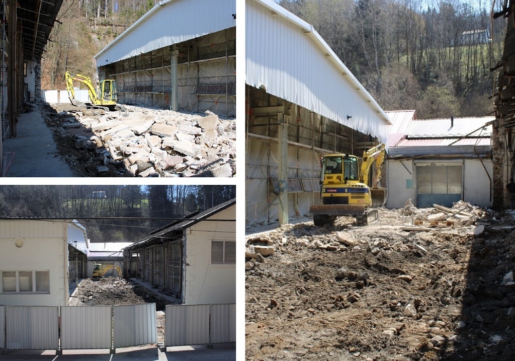 demolition d'une zone d'un site industrielle pour reconstruction
