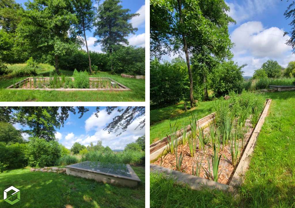 Consultez la chantier : assainissement en phytoepuration aquatitis jardin d'assainissement 8 equivalents habitant eh