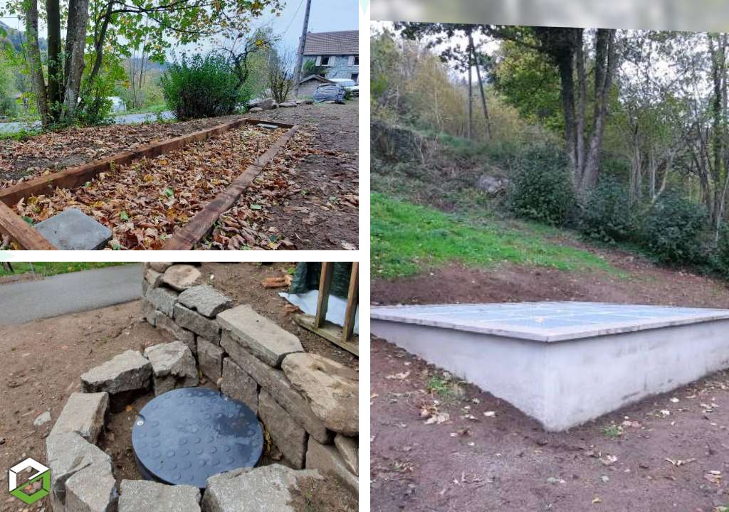 Consultez la chantier : assainissement en phytoepuration aquatitis jardin d'assainissement 6 equivalents habitant eh