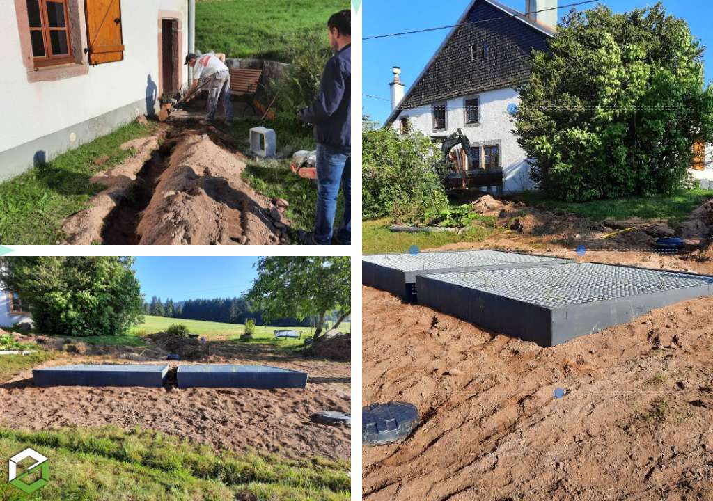 Consultez la chantier : assainissement en phytoepuration aquatitis jardin d'assainissement 5 equivalents habitant eh