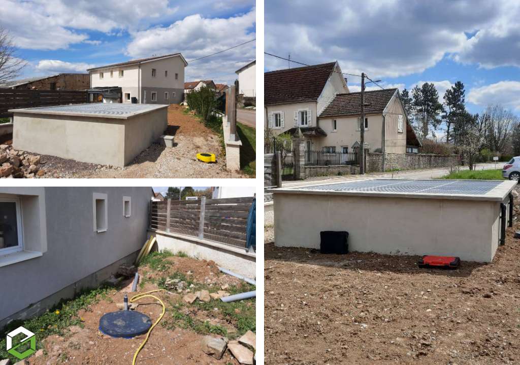 Consultez la chantier : assainissement en phytoepuration aquatitis jardin d'assainissement 6 equivalents habitant eh