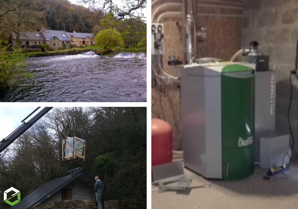Installation d'une chaudière à granulés okofen sur ancien moulin en site isolé