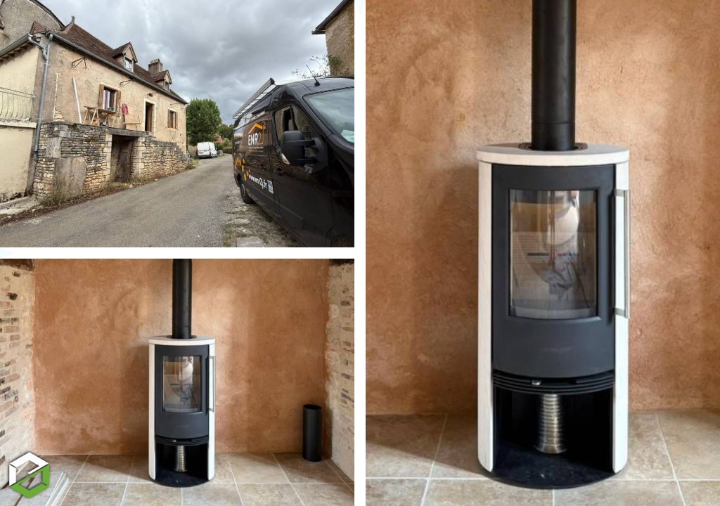 Consultez la chantier : installation d’un poêle à bois bûches thermatech - rge qualibois