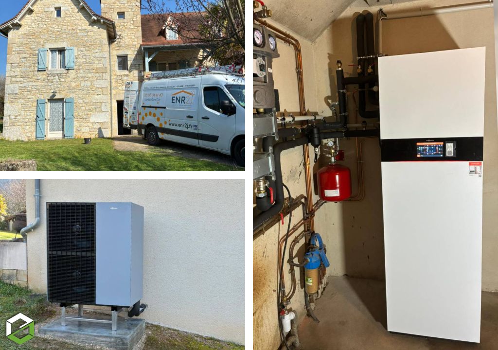 Remplacement d'une chaudière fioul par une pompe à chaleur air eau Viessmann Vitocal 150-A avec production d'eau chaude sanitaire