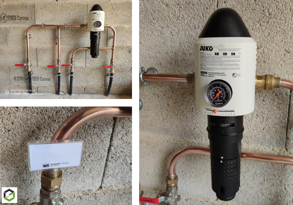 Plomberie et filtration sur arrivée d'eau 