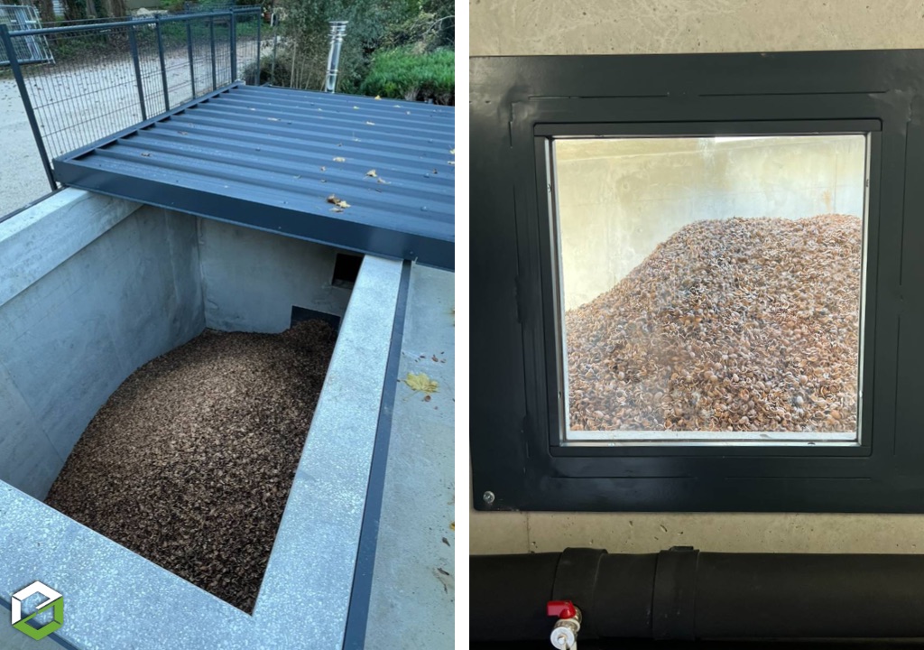 Silo à coquille de noix pour chaudière Hargassner Eco Hk