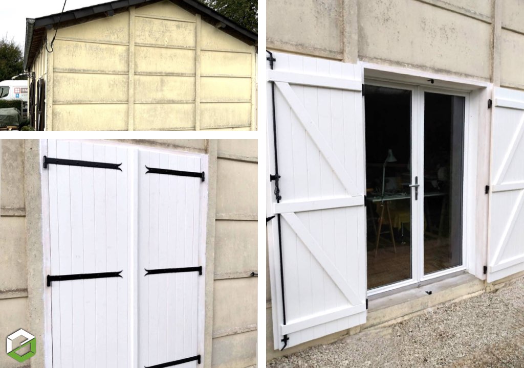 Installation de porte-fenêtre et volet battant en bois - Entreprise RGE QualiBAT-Ille et Vilaine (35)