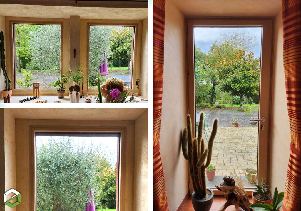 SARL FALHER : Pose de menuiseries en chêne mixtes Méo en remplacement de porte et fenêtres 