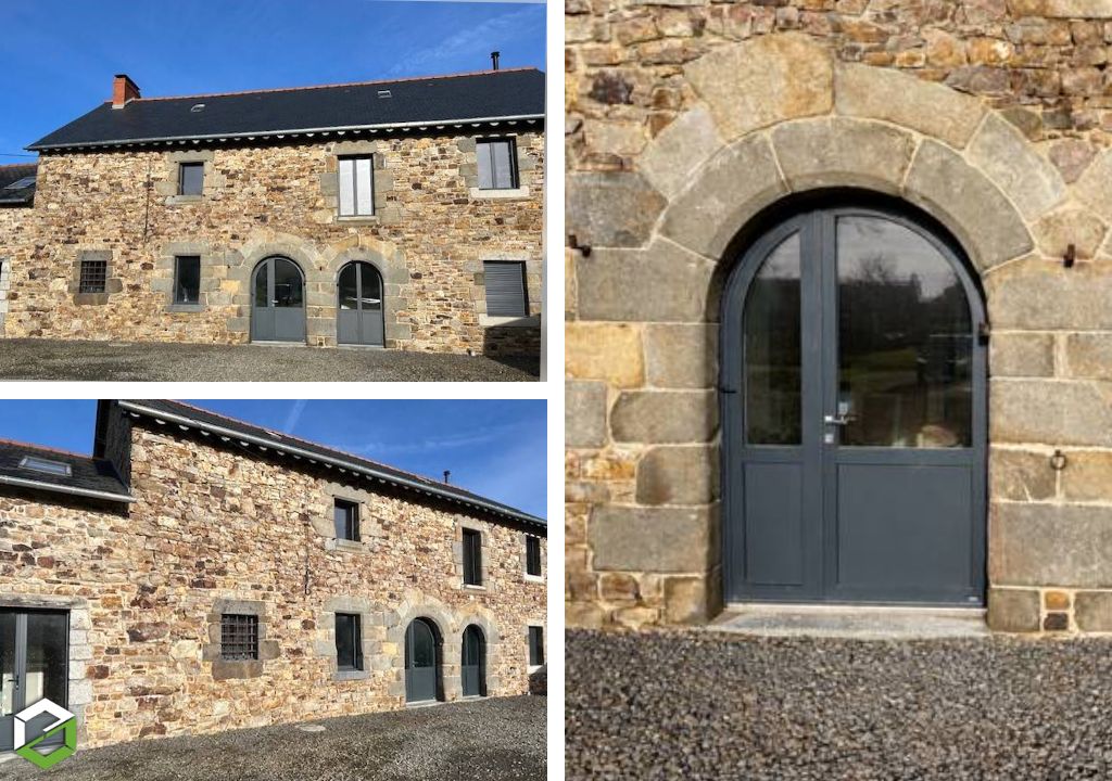Pose de menuiseries aluminium pour la rénovation d'une maison en pierre -Ille et Vilaine (35)