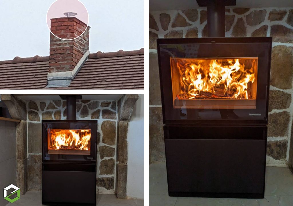 Mise en place d'un poêle à bois bûches Thermorossi - Qualibois RGE
