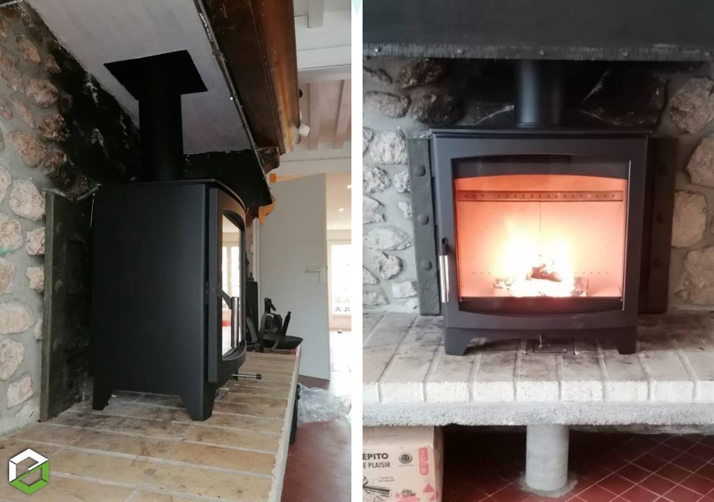 Installation d'un poêle à bois bûches PARKRAY 
