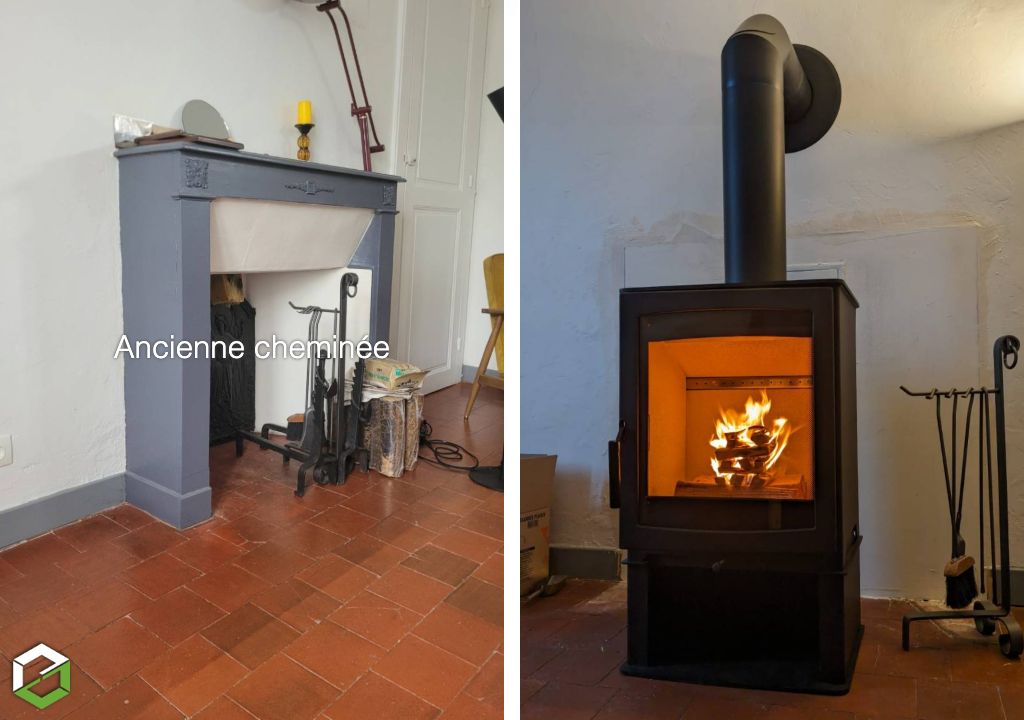 Installation d'un poêle à bois bûches PARKRAY