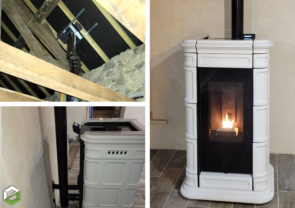 Installation d'un poêle à granulés de bois THERMOROSSI
