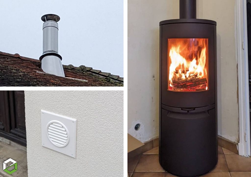 Mise en place d'un poêle à bois/bûches HETA-Nièvre (58)