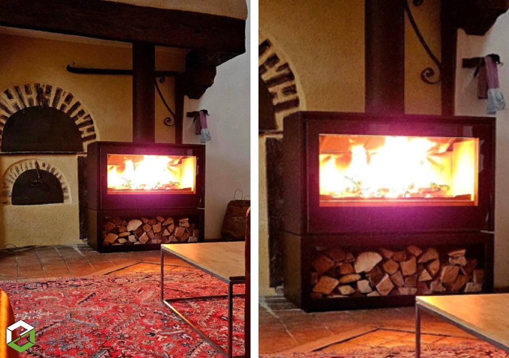 Installation d'un poêle cheminée SANCY 1000 de chez SEGUIN en bûches de 70 cm-Nièvre (58)