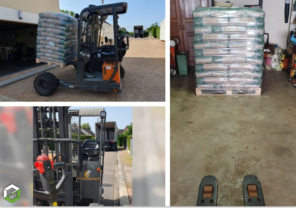 Livraison de granulés de bois en palettes
