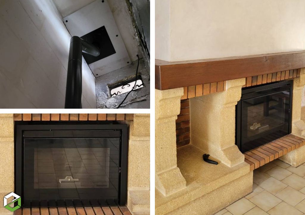 Installation d'un insert à granulés de bois Thermorossi Esprit 540 dans une cheminée existante - RGE Qualibois