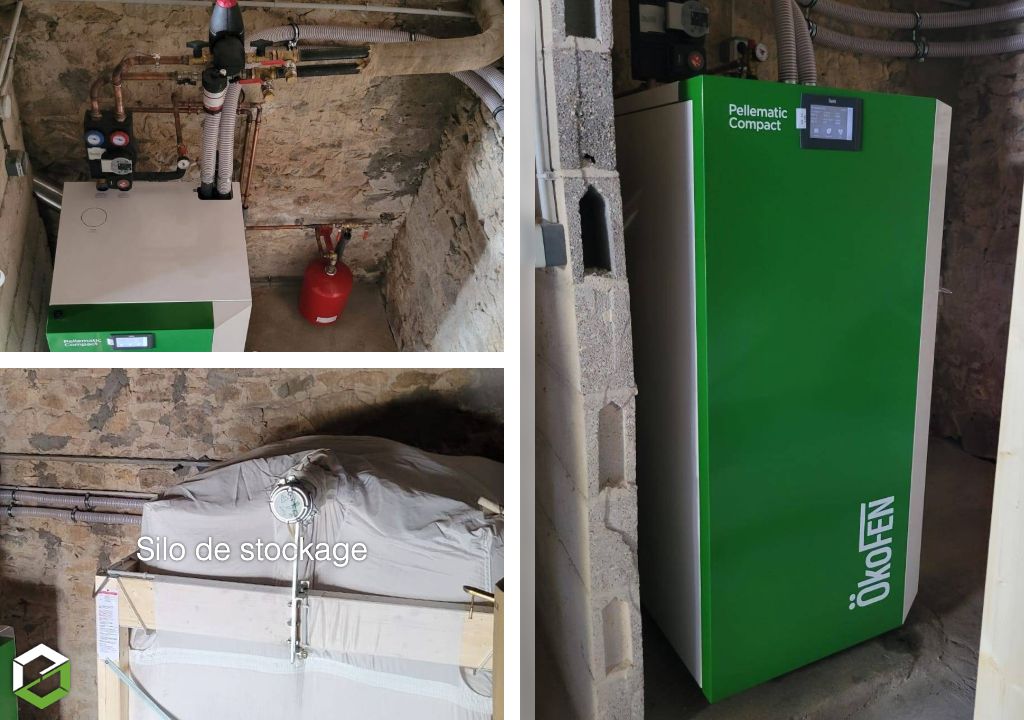 Installation d'une chaudière à pellets ÖkoFEN et son silo - Entreprise RGE QualiBois
