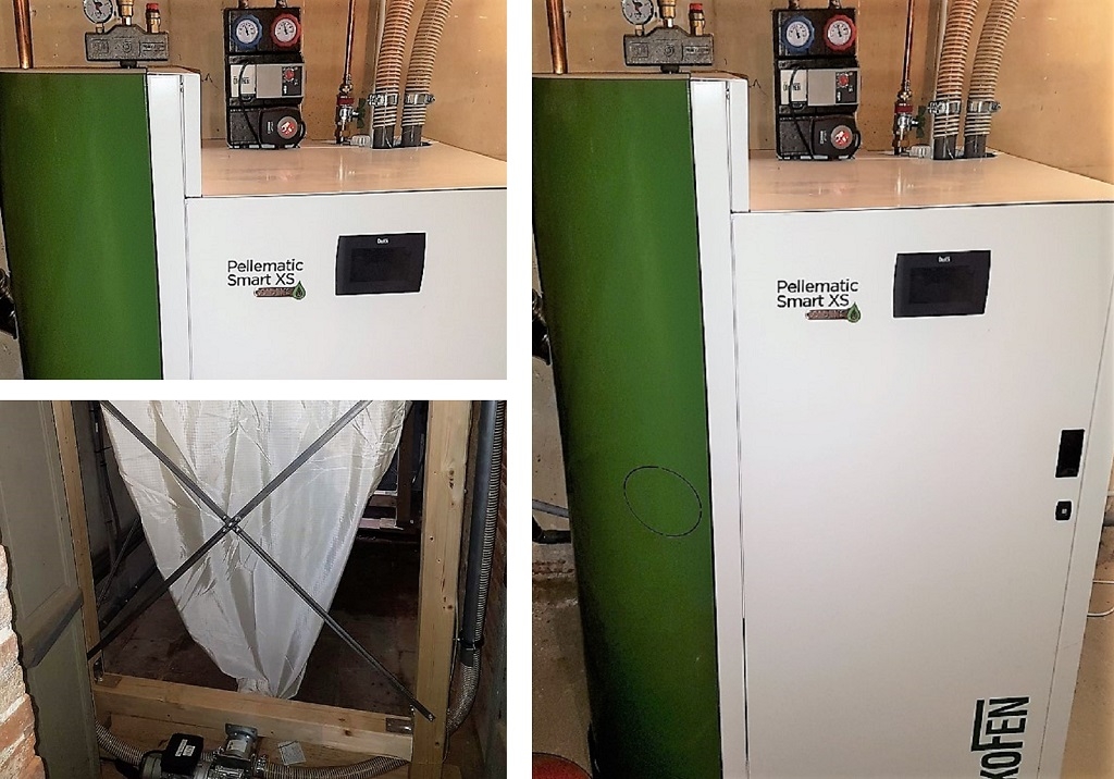 Consultez la chantier : chaufferie bois granulés a condensation (pellets) okofen smart xs 18 kw + silo textile par rsg drigo ensem
