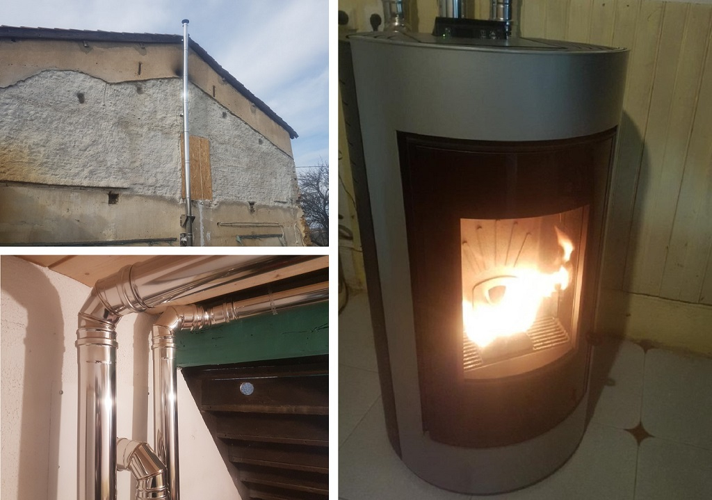 Consultez la chantier : installation poêle à granulés c.m.g monde 2 avec canalisations d'air chaud par rsg drigo groupe ensem