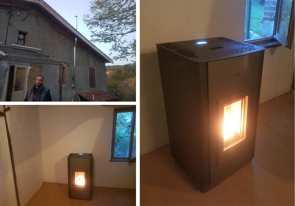 Consultez la chantier : pose d'un poêle à granulés de bois (pellet) haas & sohn  hsp6  par rsg drigo groupe ensem