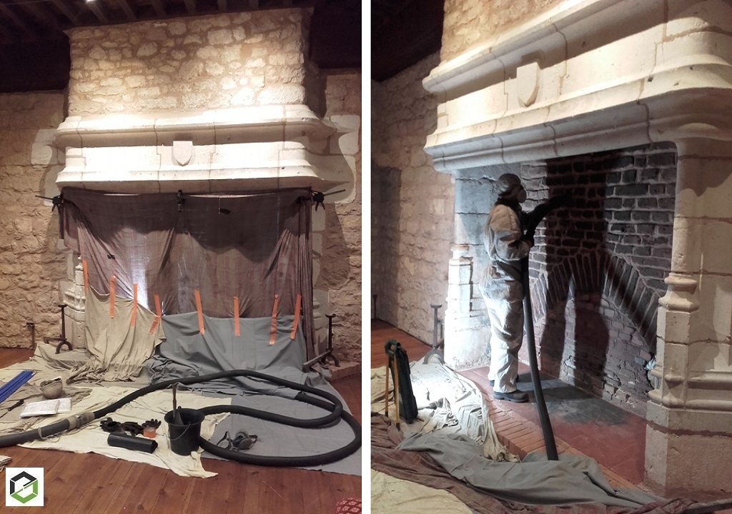 ramonage conduit de cheminée monumentale de château par rsg drigo groupe ensem