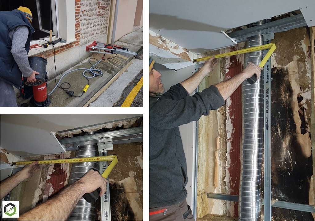 Consultez la chantier : installation d'un conduit de fumées pour un futur poêle par rsg drigo groupe ensem