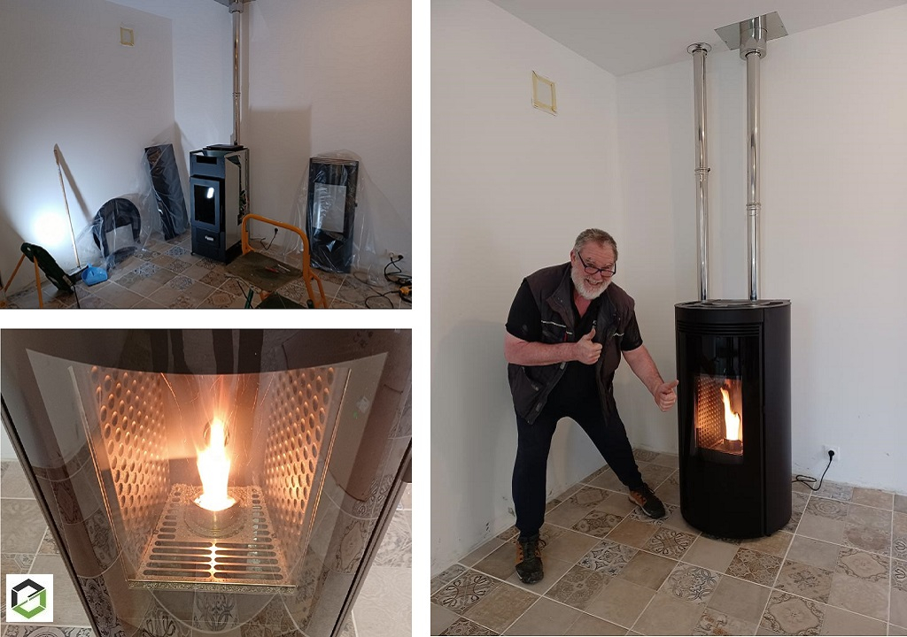 Consultez la chantier : installation d'un poêle à granulés de bois cmg canalisable par rsg drigo groupe ensem