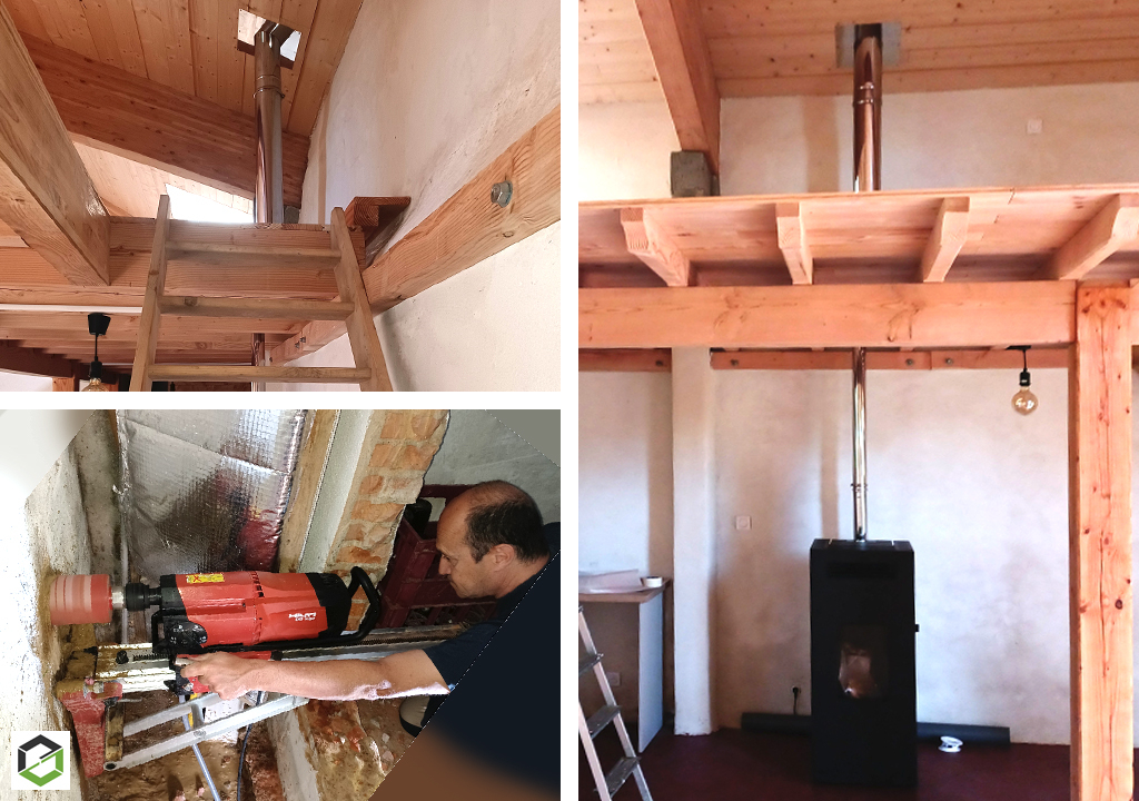 Consultez la chantier : installation d'un poêle à granulés cmg atlantis 14 kw par le groupe ensem