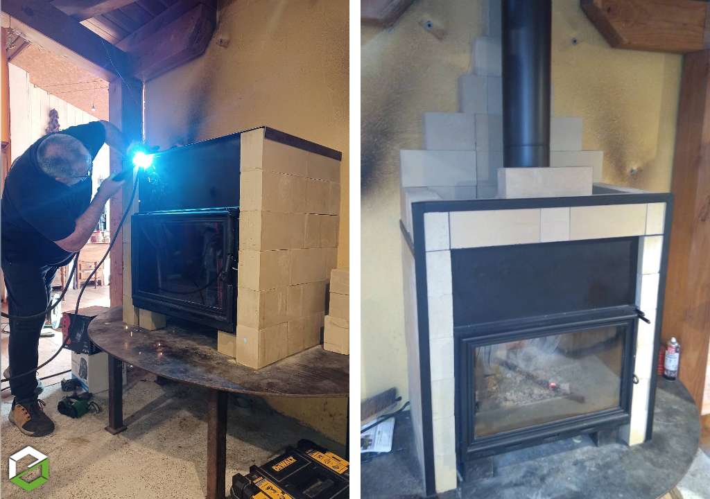 Consultez la chantier : installation d'un poêle à inertie par rsg drigo (groupe ensem)