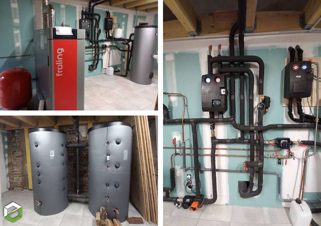 remplacement d’une chaudière gaz propane par une chaudière bois bûches haut rendement et d'un chauffe-eau solaire