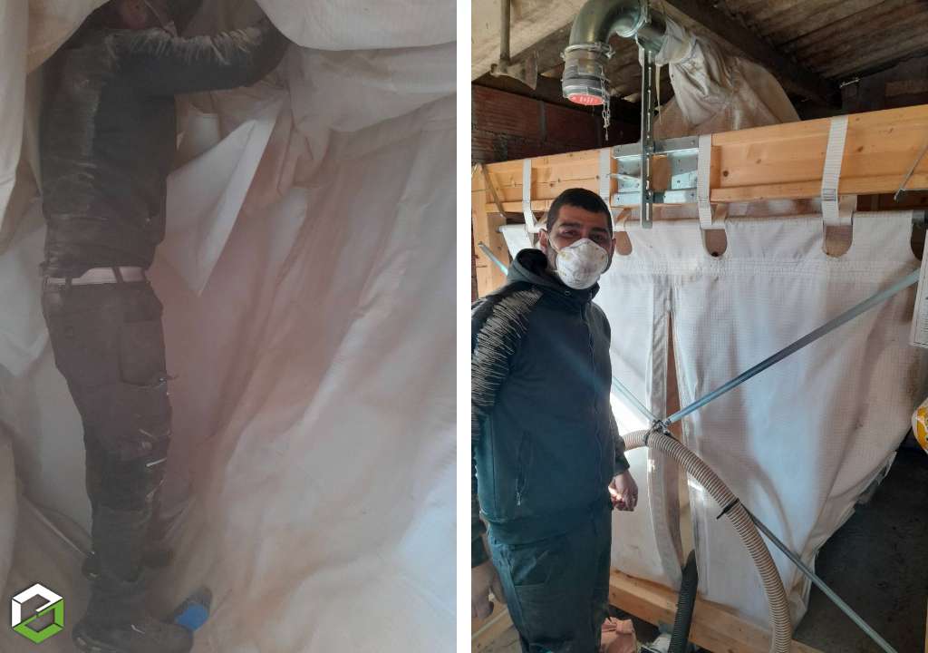 Consultez la chantier : nettoyage silo à granulés de bois suite fuite d'eau par ensem agence de lézat sur lèze