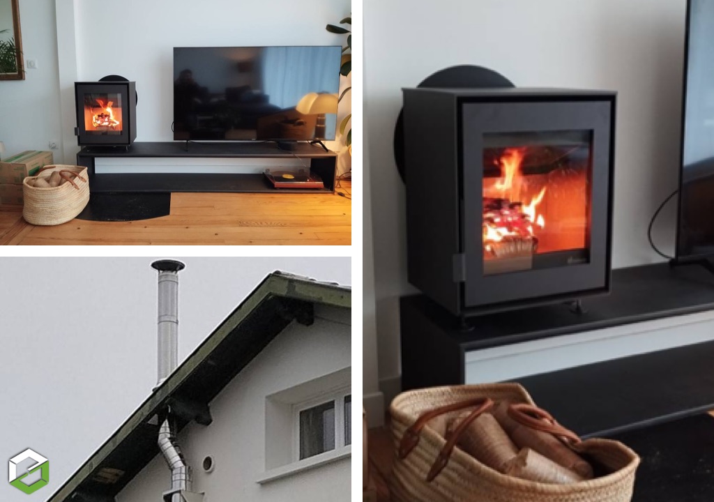 Installation d'un poêle à bois avec création du conduit de fumées
