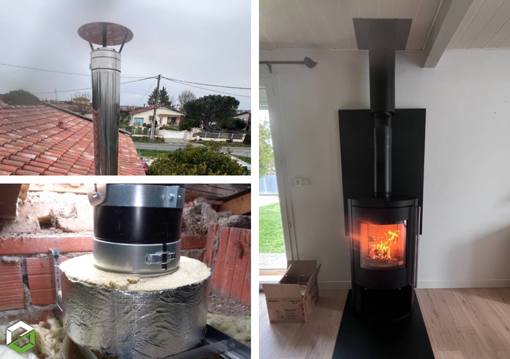 Consultez la chantier : installation d'un poêle à bois fonte flamme mesa 7kw