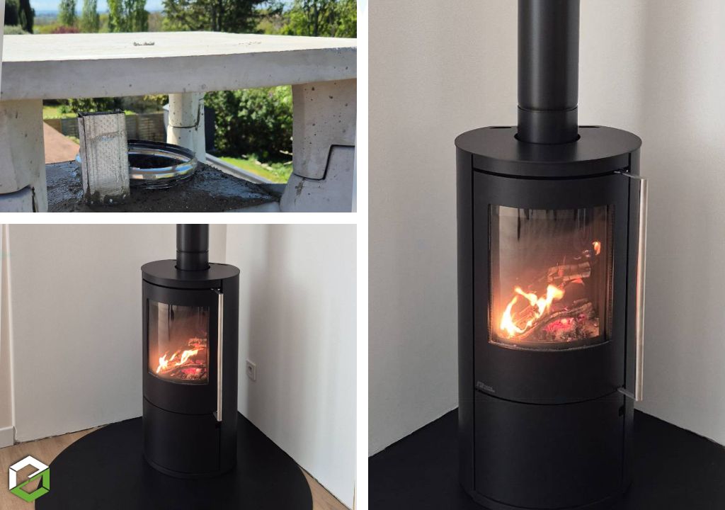 Installation d'un poêle à bois Fonte Flamme Ewa 5kw