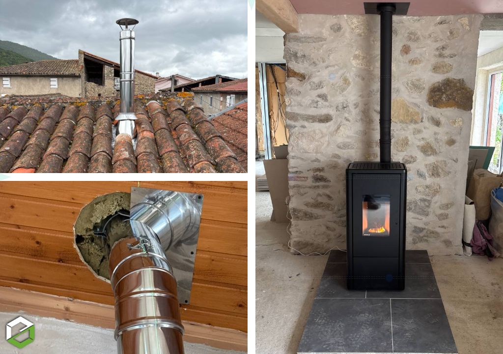 Installation d'un poêle à granulés RIKA LIVO 6 Kw